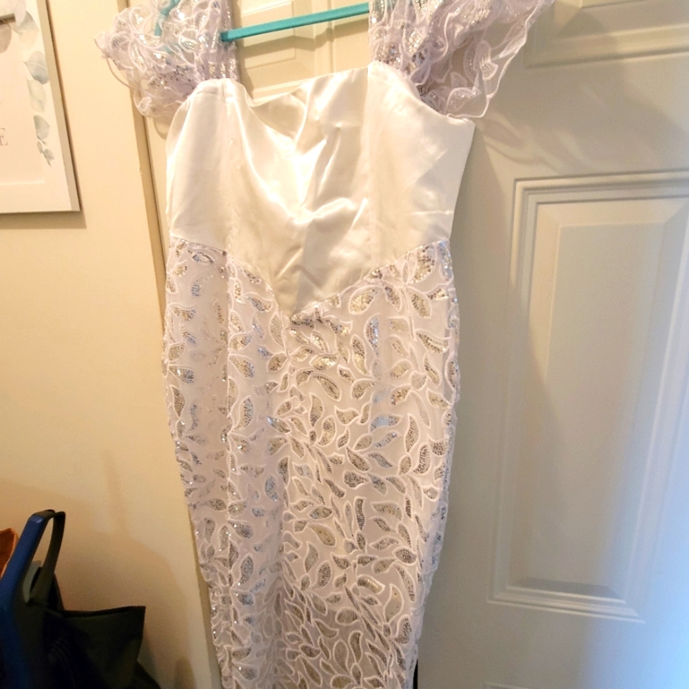 White dress with sequined designs